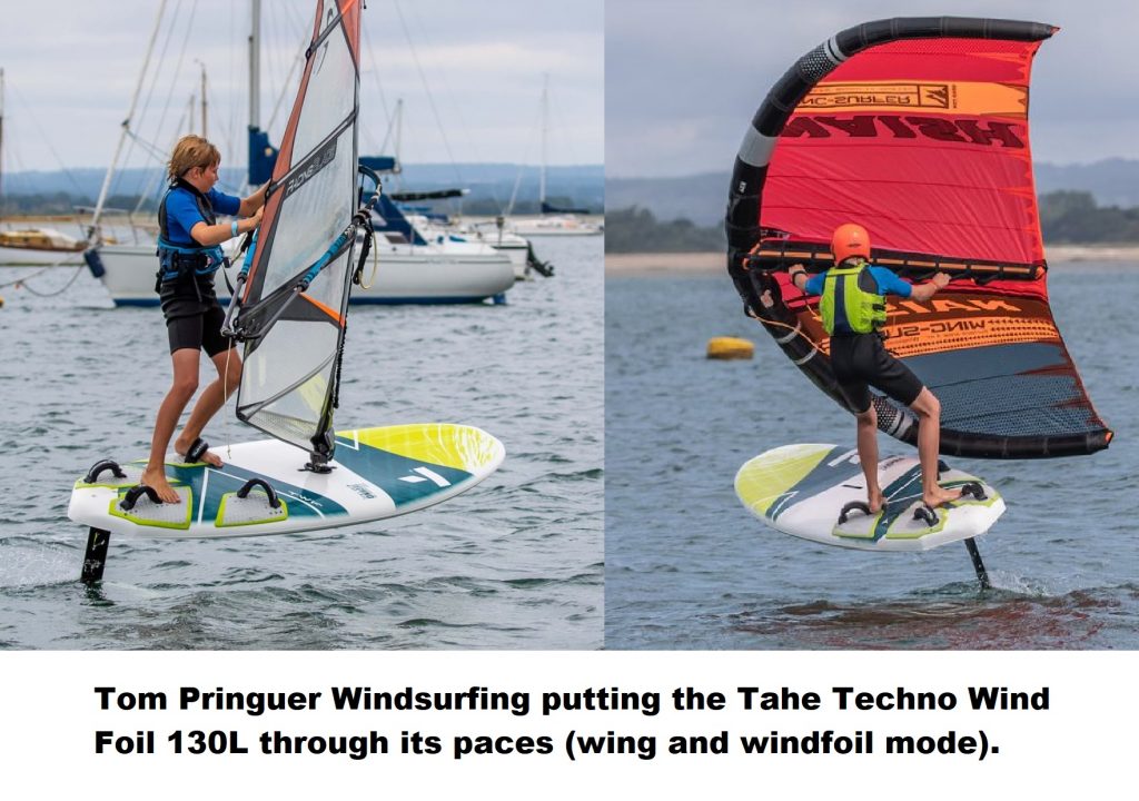 Tom Pringuer Windsurfing putting the Tahe Techno Wind Foil 130L through ...